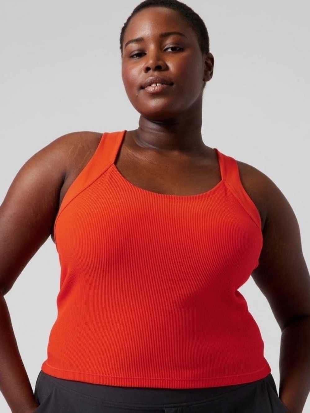 Athleta Bright Orange/Red Ribbed Tank Top 2xl